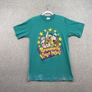 Vintage Paramount's Kings Island T-Shirt Scooby Flintstones Yogi Bear 90s Mens M